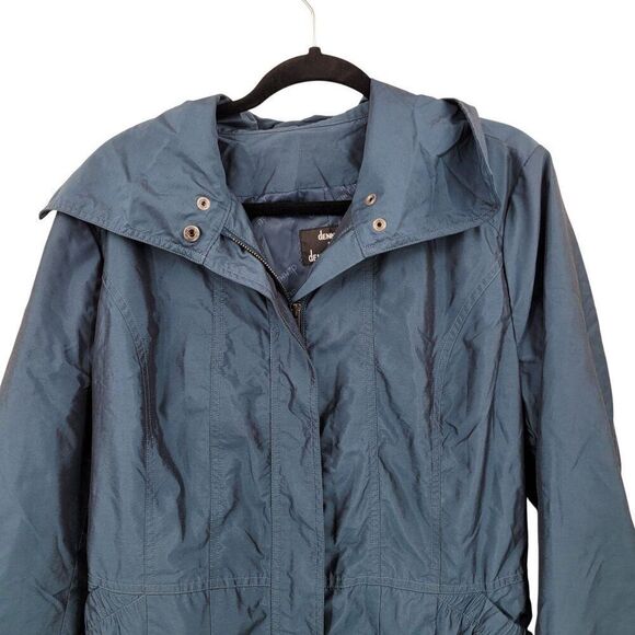 Dennis Teal Blue Belted A-line Balloon Hem Jacket Sz M Lightweight Duster Coat - Picture 4 of 10